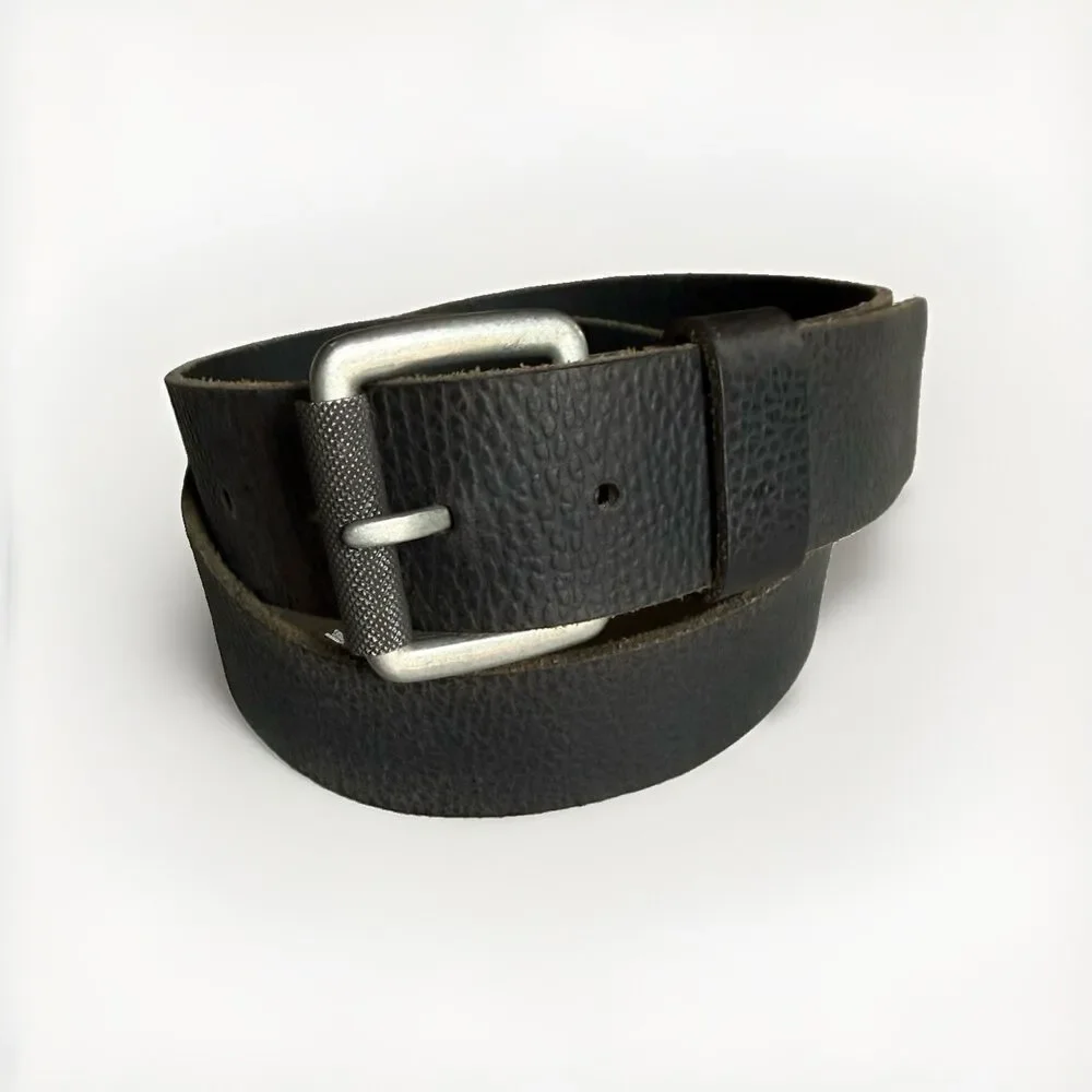 Clark’s Dark Brown Textured Leather Roller Buckle Belt 34